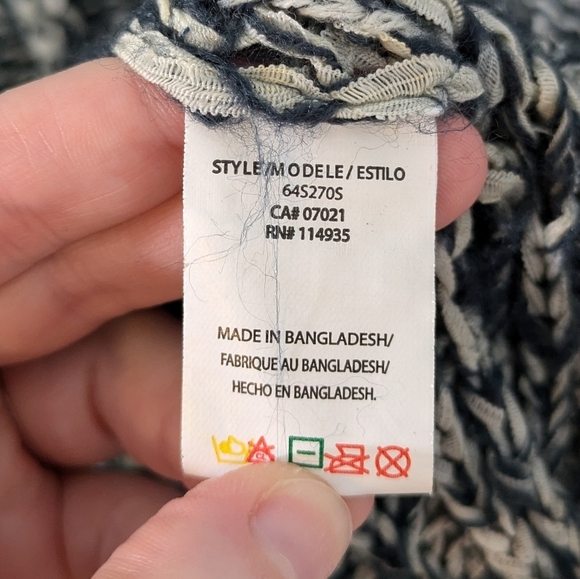 RDI Chunky Knit Long Sleeve Tunic Pocket Sweater in Marbled Green & Cream Size S - Picture 8 of 8